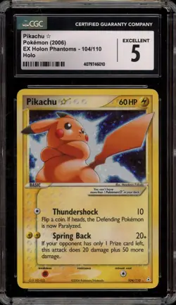 Pokemon Pikachu Gold Star EX Holon Phantoms Holo Rare #104 CGC 5 - Image 1