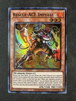 Yu-Gi-Oh TCG AMDE-EN001 Rescue-ACE Impulse Effect 1st Edition Super Rare NM/LP - Image 1