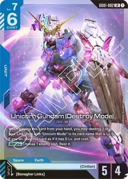 Unicorn Gundam (Destroy Mode) LR GD01-002 Gundam Newtype Rising Card Game - Image 1