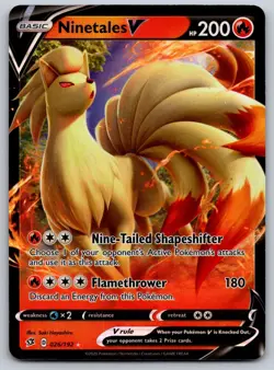 Ninetales V 026/192 SWSH02: Rebel Clash NM Pokemon Card TCG - Image 1