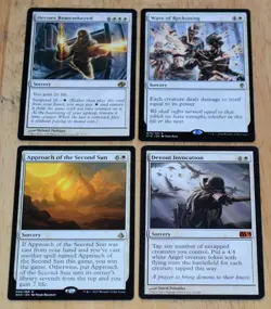 MTG 4 White Rare Sorcery Heroes Remembered, Wave of Reckoning, Devout Invocation - Image 1