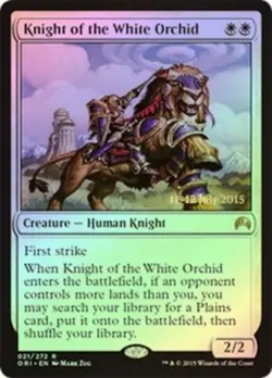 MTG Knight of the White Orchid - Foil - Prerelease Promo, Moderate Play, English - Image 1