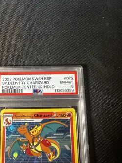 2022 POKEMON SWSH BLACK STAR PROMO #075 SPECIAL DELIVERY CHARIZARD-HOLO PSA 8 - Image 5