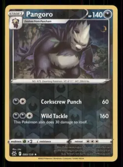 Pangoro Crown Zenith #080/159 Rare Reverse Holo Pokemon LP - Image 1