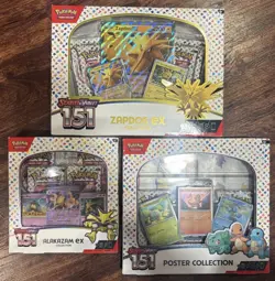 SET OF 3-NEW-Pokemon TCG: Alakazam 151/Zapdos 151/151 Poster Collection Boxes - Image 1