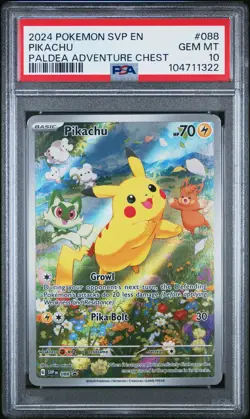 2024 POKEMON SVP EN-SV BLACK STAR PROMO PALDEA ADVENTURE CHEST PIKACHU PSA 10 - Image 1