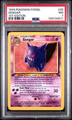 1999 POKEMON FOSSIL 1ST ED #20 GENGAR PSA 7 - Image 1