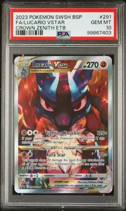 2023 POKEMON SWSH BLACK STAR PROMO #291 FULL ART/LUCARIO VSTAR PSA 10 - Image 1
