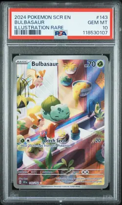 2024 POKEMON SCR EN-STELLAR CROWN ILLUSTRATION RARE #143 BULBASAUR PSA 10 - Image 1
