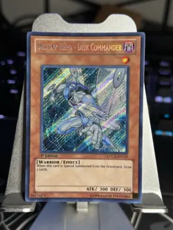 YuGiOh Destiny Hero Disk Commander Secret Rare LCGX-EN133 1st Edition NM - Image 1