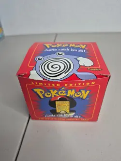 1999 Pokemon POLIWHIRL LIMITED EDITION 23k Gold Plated Card Pokeball Red Box - Image 1