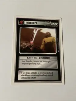 Star Trek CCG Interrupt Klingon Right Of Vengeance Common Card - Image 1