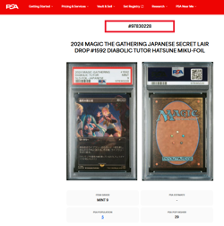 2024 MTG Magic the Gathering Secret Lair Japanese Foil 1592 Diabolic Tutor PSA 9 - Image 3