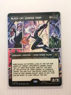 MTG Black Cat Cunning Thief x1- Borderless-Marvel's Spider-Man-Near Mint - Image 1