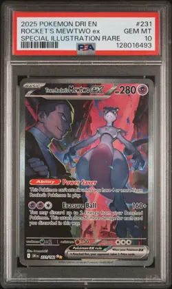 2025 POKEMON DRI EN-DESTINED RIVALS #231 TEAM ROCKET'S MEWTWO EX PSA 10 - Image 1