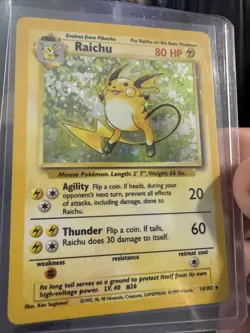 Raichu 14/102 Base Set Unlimited Holo Rare 1999 WOTC Pokemon TCG Card LP B28 - Image 1