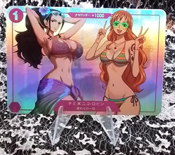 ❤NICO AND NAMI ONE PIECE Holographic Custom Art Goddess Story Anime Card - Image 1