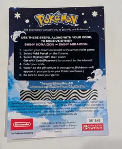 Two Pokemon Shiny Koraidon or Miraidon Scarlet/Violet GameStop Promo Code Card - Image 4
