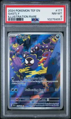 2024 POKEMON TEF EN-TEMPORAL FORCES ILLUSTRATION RARE #177 GASTLY PSA 8 - Image 1