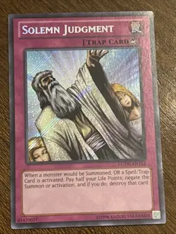 Solemn Judgment LCYW-EN152 Yugi’s World Unlimited Edition Secret Rare LP - Image 1