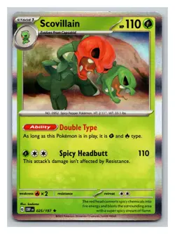 HOLO Scovillain 025/197 Obsidian Flames Pokemon CardPP12 - Image 1