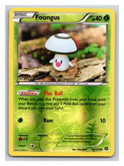 Pokemon Foongus 12/114 Reverse Holo Steam Siege Common Basic Grass TCG Card PP2 - Image 1