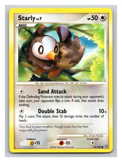 Pokemon Diamond and Pearl Stormfront Card - Starly 75/100 PP10 - Image 1
