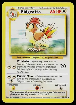 Pokemon Card - Pidgeotto Base Set 22/102 Rare - Image 1