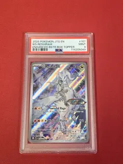 2025 Pokemon Journey Together #167 N's Reshiram Enhanced Box Topper PSA 9 Card! - Image 1