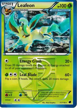 Team Plasma 2013 Pokemon Card Leafeon 11/116 Cracked Ice Holo - Image 1