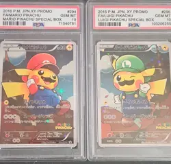 Custom made PSA 10 Mario & Luigi Pikachu 294/ & 296/XY-P Japanese Pokemon Card - Image 1
