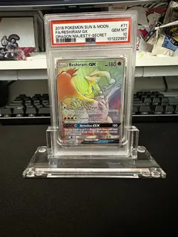 Pokemon TCG Reshiram GX Dragon Majesty Holo Card 71/70 Secret Rare PSA 10 - Image 1
