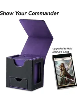 Mage Tech Commander Deck Box for MTG Magnetic Card Holder Black/Purple - Image 2