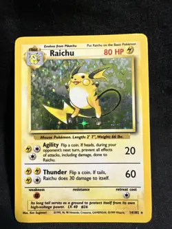 Pokemon TCG Raichu Base Set Holo Rare Card 14/102 Unlimited - Image 1
