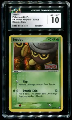 CGC 10 Seedot Reverse Holo EX Power Keepers 2007 Pokemon Card #60 - Image 1