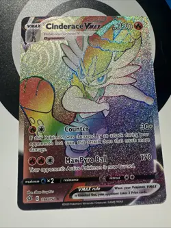 Cinderace VMAX Secret Rare Rainbow 194/192 Swsh02: Rebel Clash Pokemon Card NM/M - Image 1