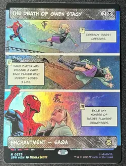 MAGIC MTG MARVEL SPIDER-MAN 0223 R THE DEATH OF GWEN STACY FOIL BORDERLESS - Image 1