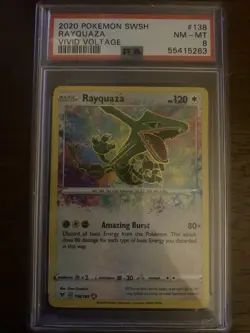 2020 Pokemon SWSH Rayquaza Vivid Voltage #138 PSA 8 - Image 1