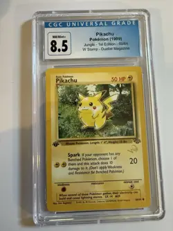 Pokemon Gold W Stamp 1st Edition Jungle Duelist Promo Card Pikachu 60/64 CGC 8.5 - Image 1