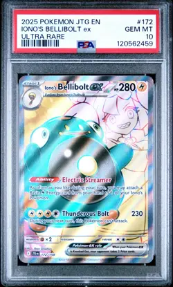 2025 Pokemon JTG EN-Journey Together Iono's Bellibolt EX #172 Ultra Rare PSA 10 - Image 1