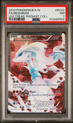 2013 POKEMON B&W LEGEND TREASURES RADIANT COLL #RC22 FULL ART/RESHIRAM PSA 7 - Image 1