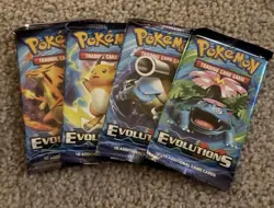 Pokemon XY Evolutions Booster Packs (4) Art Set CHARIZARD, BLASTOISE, VENUSAUR + 820650801556 - Image 1