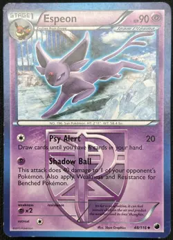 Moderately Played Pokemon Espeon - 48/116 - Uncommon BW - Plasma Freeze - Image 1