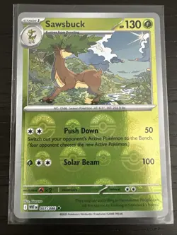 Pokemon TCG Sawsbuck White Flare Holo Rare Poke Ball Pattern 007/086 - Image 1