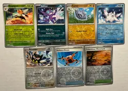Pokemon 7 Card Paldean Fates Reverse Holo Lot No Duplicates Sableye Rookidee ++ - Image 1
