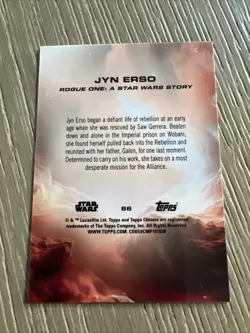 Jyn Erso 2025 Topps Chrome Star Wars RayWave Refractor Card-#66 Rogue One - Image 2