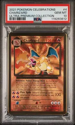 PSA 10 - 2021 Pokemon Celebrations UPC CHARIZARD Gold Metal Card #4 (3812) - Image 1
