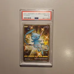 Pokemon 2021 Celebrations FA/MEW #025 PSA 10 Shiny Gold Mew - Image 1