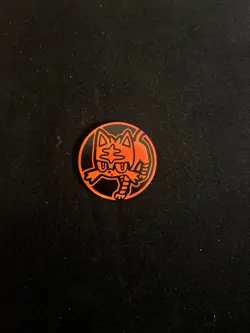 OFFICIAL POKEMON TCG PLASTIC RED SHINY HOLOFOIL LITTEN COIN NEAR MINT - Image 1