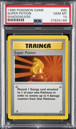 1999 POKEMON BASE SET SHADOWLESS #90 SUPER POTION PSA 10 - Image 1